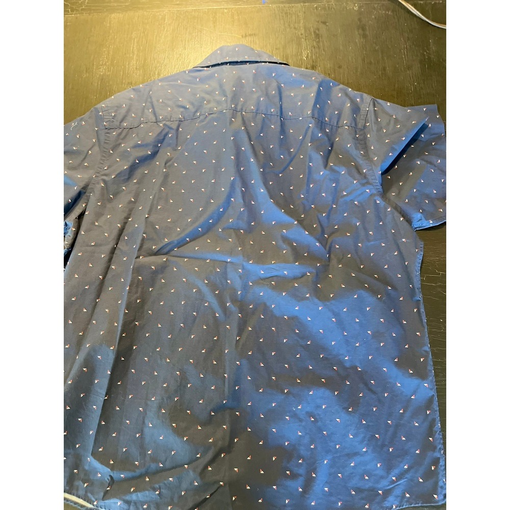 UNTUCKit Mens XX Large Navy Blue Geometric Print Short Sleeve Button Down Shirt‎ - Picture 7 of 7